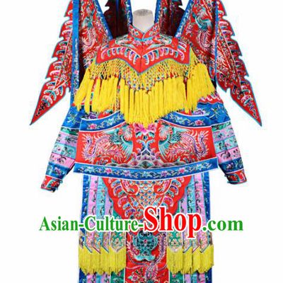Professional Chinese Traditional Beijing Opera Female General Red Costume for Adults