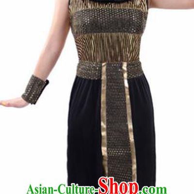 Traditional Egypt Queen Costume Ancient Egypt Garment Black Dress for Women