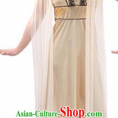 Traditional Egypt Queen Costume Ancient Egypt Garment Golden Dress for Women