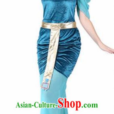Traditional Egypt Costume Ancient Egypt Queen Blue Dress for Women