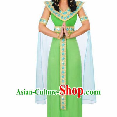 Traditional Egypt Priestess Costume Ancient Egypt Queen Green Dress for Women