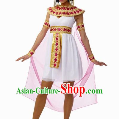 Traditional Egypt Priestess Costume Ancient Egypt Queen White Dress for Women