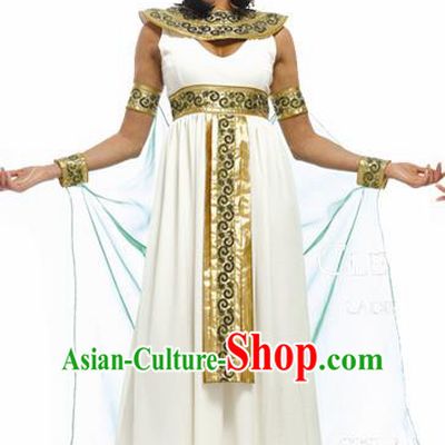 Traditional Egypt Goddess Priestess Costume Ancient Egypt Queen White Dress for Women
