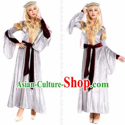Traditional Greek Goddess Costume Ancient Greek Princess Grey Dress for Women