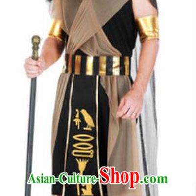 Traditional Egypt Presbyter Costume Ancient Egypt King Black Clothing for Men