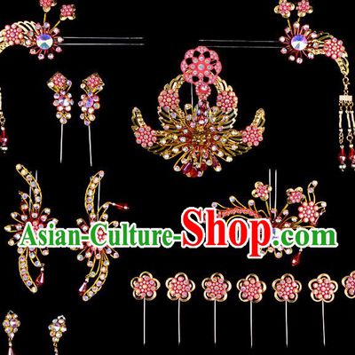 Professional Chinese Beijing Opera Hair Accessories Ancient Princess Red Hairpins Headwear for Women