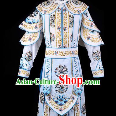 Professional Chinese Beijing Opera Takefu Costume Traditional Peking Opera White Clothing for Adults