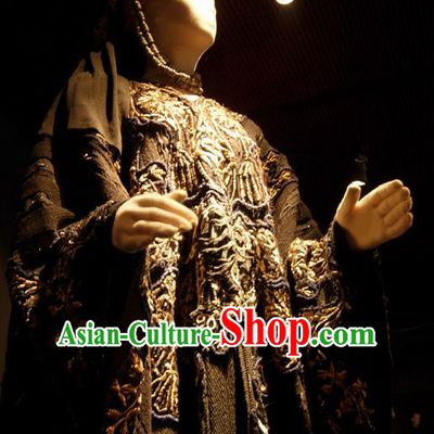 Traditional Greek Stage Performance Costume Ancient Greek Peplos Queen Black Dress for Women