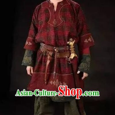 Traditional Roman Male Costume Ancient Rome Warrior Red Tunics Clothing for Men