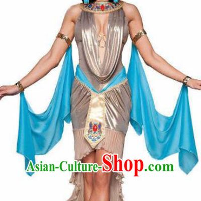Traditional Egypt Stage Performance Costume Ancient Egypt Queen Grey Dress for Women