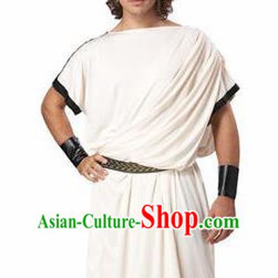 Traditional Roman Warrior Costume Ancient Rome White Togas Clothing for Men