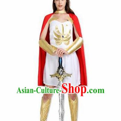 Traditional Roman Costume Ancient Rome Female Warrior White Dress for Women