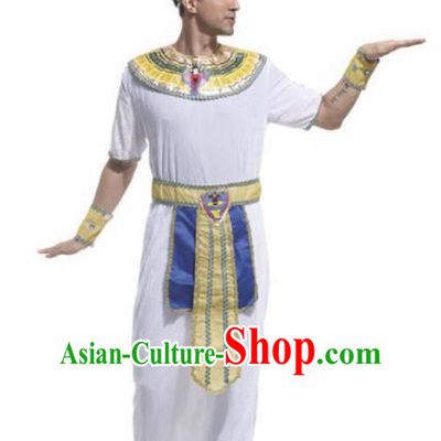 Traditional Egypt Pharaoh Costume Ancient Egypt Presbyter Warrior White Clothing for Men