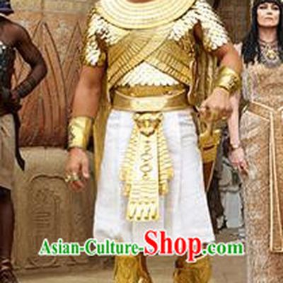 Traditional Egypt Presbyter Costume Ancient Egypt King Golden Clothing for Men