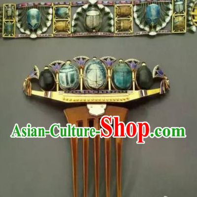 Traditional Egyptian Queen Hair Accessories Ancient Egypt Gem Hair Comb Headdress for Women