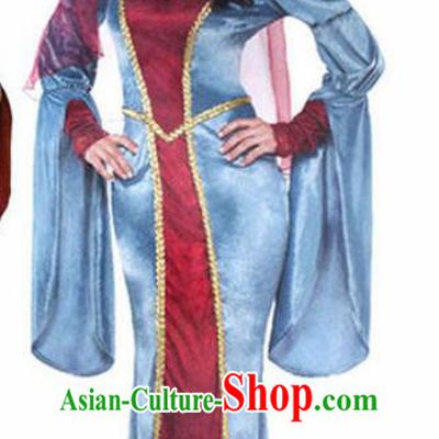 Traditional Egypt Queen Costume Ancient Egyptian Priestess Blue Dress for Women