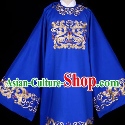 Professional Chinese Beijing Opera Costume Ancient Minister Royalblue Embroidered Robe for Adults