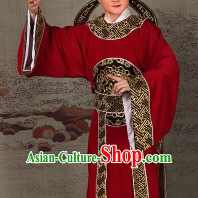 Professional Chinese Beijing Opera Costume Ancient Scholar Embroidered Red Robe for Adults
