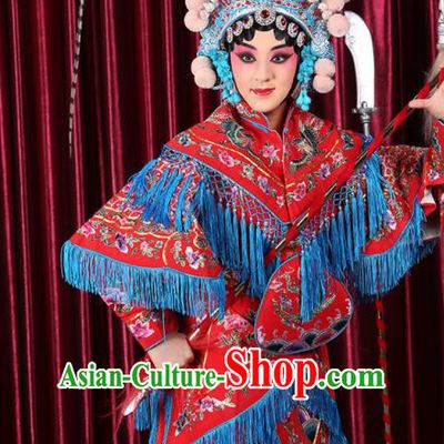 Professional Chinese Traditional Beijing Opera Magic Warriors Red Costume for Adults