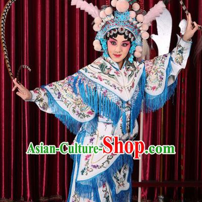 Professional Chinese Traditional Beijing Opera Magic Warriors White Costume for Adults