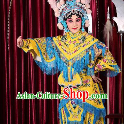 Professional Chinese Traditional Beijing Opera Magic Warriors Yellow Costume for Adults