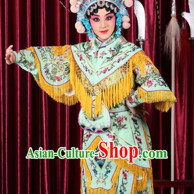 Professional Chinese Traditional Beijing Opera Magic Warriors Light Green Costume for Adults