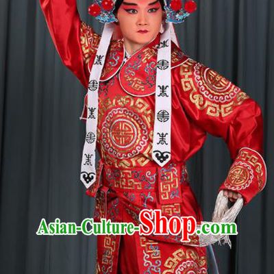 Professional Chinese Beijing Opera Takefu Costume Ancient Swordsman Red Clothing for Adults