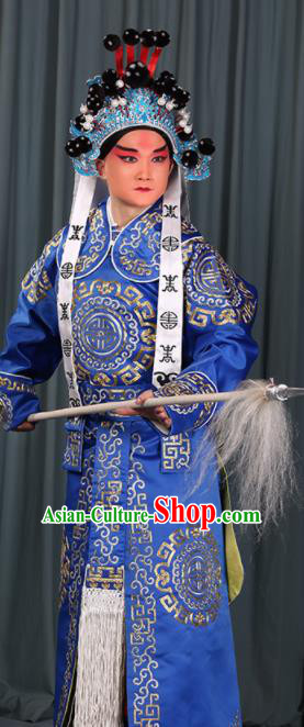 Professional Chinese Beijing Opera Takefu Costume Ancient Swordsman Royalblue Clothing for Adults