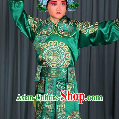 Professional Chinese Beijing Opera Takefu Costume Ancient Swordsman Green Clothing for Adults