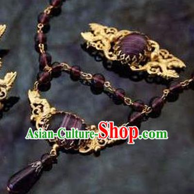 Traditional Greek Queen Jewelry Accessories Ancient Greece Amethyst Necklace for Women