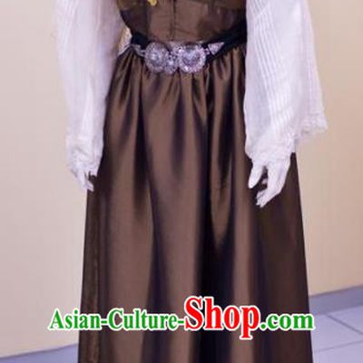 Traditional Greek Beauty Costume Brown Strophion Peplos Ancient Greece Goddess Dress for Women