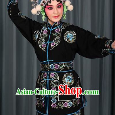 Professional Chinese Traditional Beijing Opera Blues Magic Warriors Black Costume for Adults