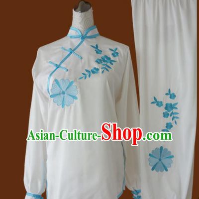 Top Grade Kung Fu Embroidered Lotus Costume Chinese Tai Chi Martial Arts Training Uniform for Adults