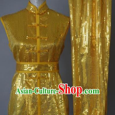 Top Grade Kung Fu Golden Costume Chinese Tai Chi Martial Arts Training Uniform for Adults