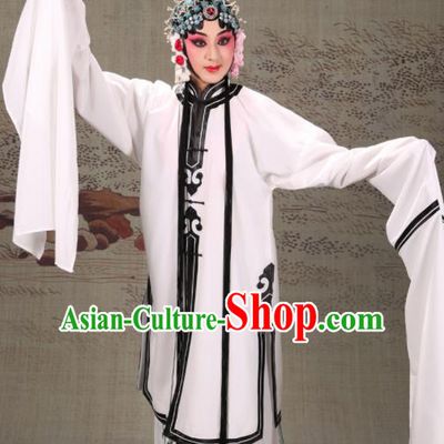 Professional Chinese Traditional Beijing Opera Actress Costume Ancient White Water Sleeve Dress for Adults