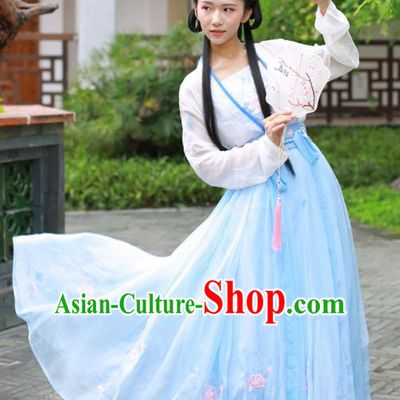 Chinese Ancient Peri Traditional Embroidered Hanfu Dress Tang Dynasty Princess Historical Costume for Women