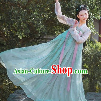 Chinese Ancient Palace Traditional Green Hanfu Dress Tang Dynasty Princess Historical Costume for Women