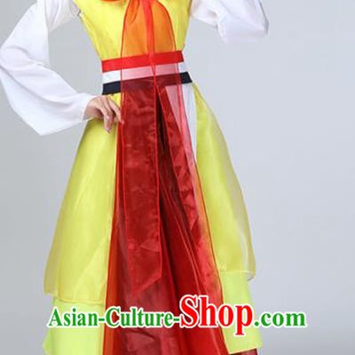Chinese Traditional Korean Ethnic Stage Performance Dance Costume Classical Dance Yellow Dress for Women
