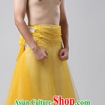Chinese Traditional National Stage Performance Costume Classical Dance Yellow Clothing for Men