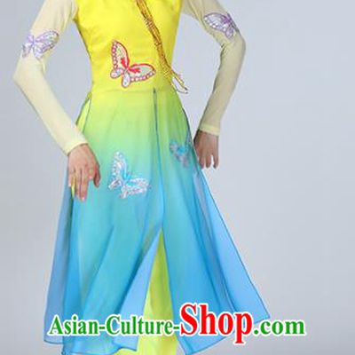 Chinese Traditional Stage Performance Dance Costume Classical Dance Yellow Blue Dress for Women