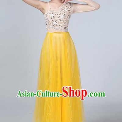 Chinese Traditional Stage Performance Dance Costume Classical Dance Yellow Veil Dress for Women