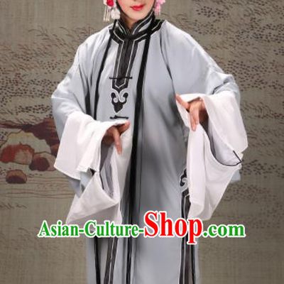 Professional Chinese Traditional Beijing Opera Actress Costume Ancient Grey Water Sleeve Dress for Adults