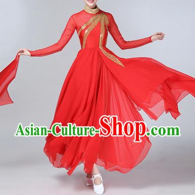 Chinese Traditional Stage Performance Umbrella Dance Costume Classical Dance Red Dress for Women