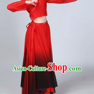 Chinese Traditional Stage Performance Umbrella Dance Red Costume Classical Dance Dress for Women