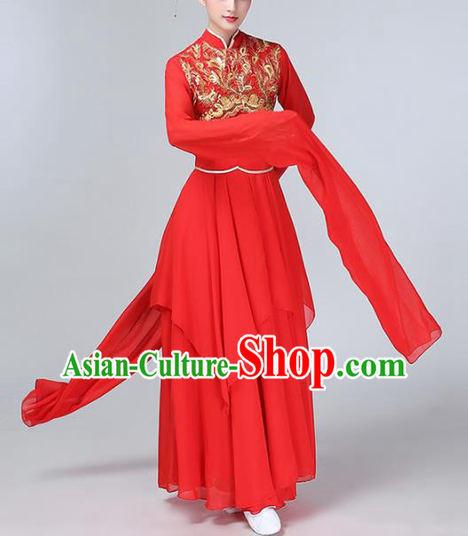 Chinese Traditional Water Sleeve Dance Costume Classical Dance Red Hanfu Dress for Women Chinese Traditional Water Sleeve Dance Costume Classical Dance Red Hanfu Dress for Women