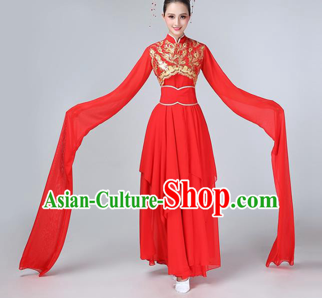 Chinese Traditional Water Sleeve Dance Costume Classical Dance Red Hanfu Dress for Women Chinese Traditional Water Sleeve Dance Costume Classical Dance Red Hanfu Dress for Women