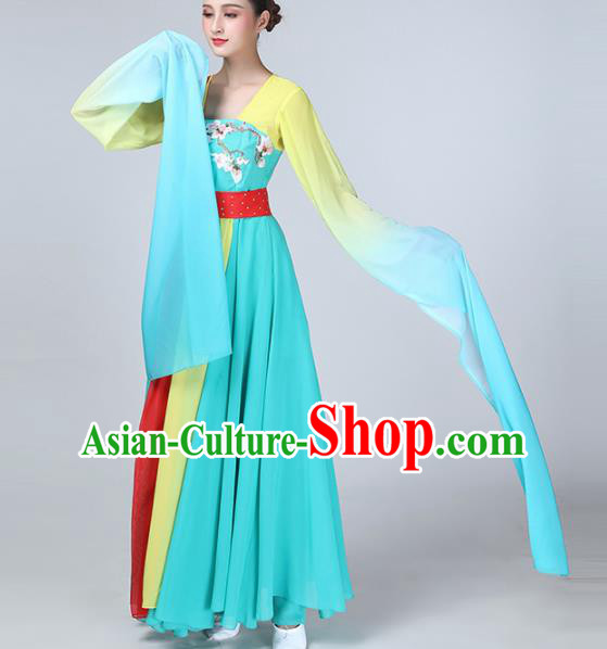 Chinese Traditional Water Sleeve Dance Costume Classical Dance Blue Dress for Women Chinese Traditional Water Sleeve Dance Costume Classical Dance Blue Dress for Women