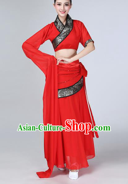 Chinese Traditional Red Water Sleeve Costume Classical Dance Dress for Women Chinese Traditional Red Water Sleeve Costume Classical Dance Dress for Women