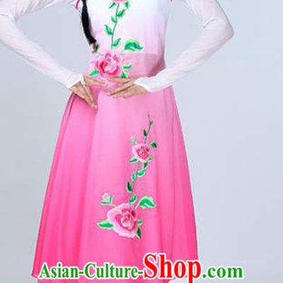 Chinese Traditional Stage Performance Classical Dance Costume Umbrella Dance Pink Dress for Women