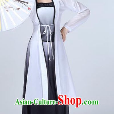 Chinese Traditional Stage Performance Classical Dance Costume Umbrella Dance Black Dress for Women